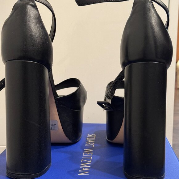 Schutz Black Platform Ankle Strap Heels - Picture 3 of 7